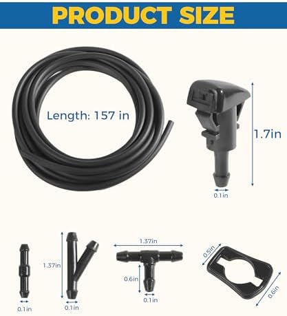 22PCS Windshield Washer Hose Kit,13FT Washer Fluid Hose,6 PCS Hose Connectors,2 Fan Nozzles,Car Accessories Windshield Fluid Hose Replacement,Suitable for Most Car Windshield Fluid Tubing - Image 2