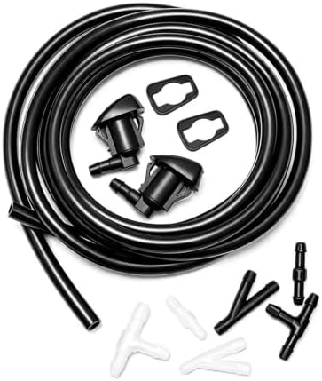 Front Windshield Washer Nozzles kit for 04-10 Toyota Sienna 05-12 Toyota Corolla 04-08 Toyota Solara 00-05 Toyota Tundra Replaces 85381-AE020 Wiper Spray Washer Jet with 3M Fluid Hose & 6 Connectors by YIENAKFUNAutoPart