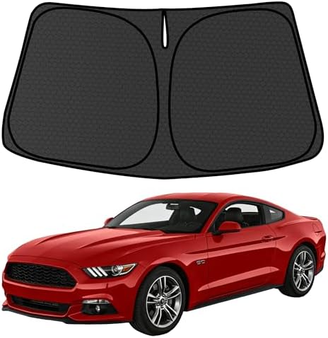 Mustang Customized Windshield Sun Shade for 2015-2025 2026 Mustang (NOT for Mustang Mach-E) Front Window Sunshade Visor Protector Foldable Blocks UV Rays Keep Car Cooler Accessories by aatoppus