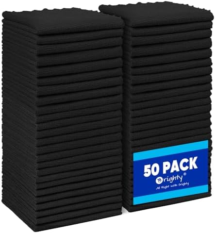 Orighty Microfiber Cleaning Cloth Bulk, 50 Pack Shop Towels 12x12 in, Black by AllRightinOrighty