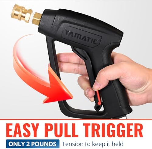 YAMATIC Short Pressure Washer Gun with Stainless Steel 3/8" QC 4000 PSI - Image 4