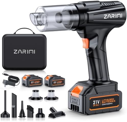 Car Vacuum Portable Cordless, 50000Pa Strong Suction Brushless Motor, Handheld Vacuum with 2 Batteries & Charger, 6-in-1 Rechargeable Vacuum Cleaners for Home, Pet Hair & Keyboard Ink Black by Unknown