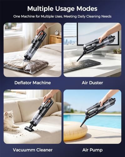 Cordless Handheld Vacuum Cleaner, 2-in-1 Vacuum & Blower, 36000Pa Suction Brushless Motor, Car Vacuum with LED Light, Lightweight, Portable for Car, Home, Office and Outdoor Use, Black - Image 5