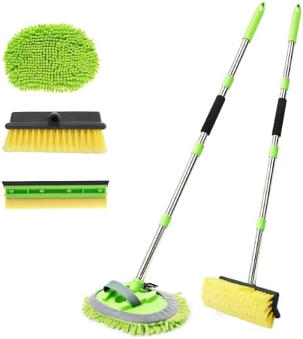 2 Pack 62" Car Wash Brush with Long Handle, Chenille Microfiber Car Wash Mop Mitt, Scratch-Free Soft Bristles Brush , Windshield Window Squeegee, Car Cleaning Kit Supplies for Car,Truck,SUV,RV,Boat by ETOUPA