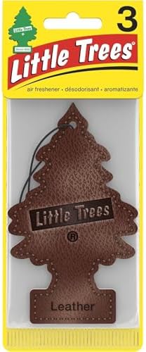 LITTLE TREES Car Air Freshener | Hanging Paper Tree for Home or Car | Leather | 3 Pack - Image 2