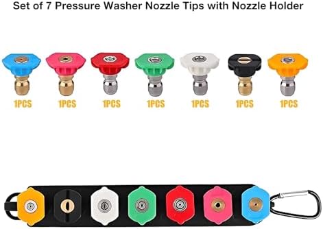 7 Nozzle Tips Set with Holder, 1/4 Inch Universal Connector, Car Washer Accessories, Cordless Portable Washer mini Car Washer - Image 2