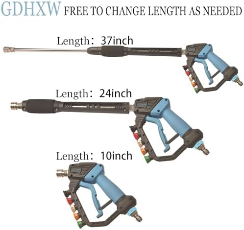 GDHXW Adjustable High Power Pressure Washer Gun with Swivel,with 2 Extension Wand 5 Nozzle10 O-Rings Thread Adapter 5000 PSI For Pressure Washer - Image 3