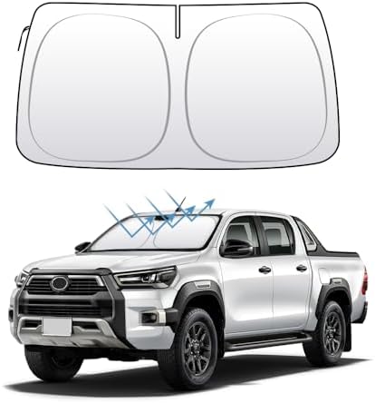 Front Windshield Sun Shade Custom Fit Compatible for Toyota Hilux 2015-present Sunshade Foldable UV Ray Reflector Sun Visor Protector Shield Cover Reflective (for Toyota Hilux 2015-present) by akarin