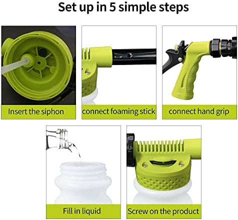 ESP Car Wash Foam Gun for Garden Hose Adjustable Hose Wash Sprayer Thick Filtration with Metal Handle Washing Mitts 6 Levels of Foam Concentration Snow Foam Blaster Quick Connector to Any Cleaning - Image 4