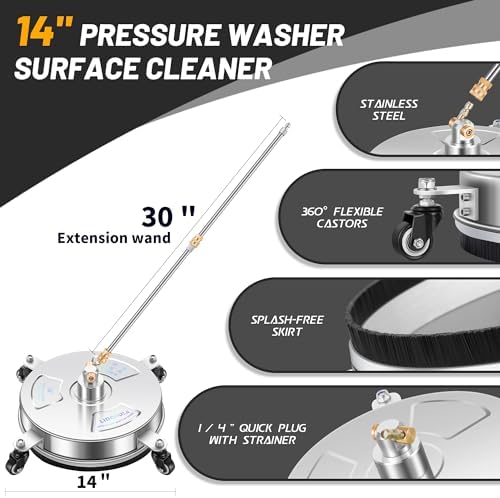 LidoDola 14'' Pressure Washer Surface Cleaner, Power Washer Accessory - Image 2