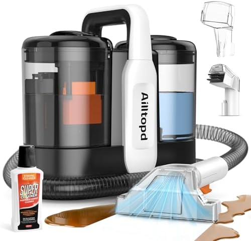 Ailltopd Portable Carpet & Upholstery Spot Cleaner Machine, 15Kpa Powerful Suction & Couch Cleaner, Deep Cleaning for Carpet, Car, Pets, Stairs, Furniture, Self Cleaning System and Cleaner Solution by Unknown