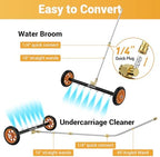 VIGRUE 2-in-1 Undercarriage Pressure Washer Attachment,24 Inch Pressure Washer Water Broom with 7 Nozzles, Under Car Washer Cleaner with 3 Pieces Extension Wand,4000 PSI,Orange - Image 2