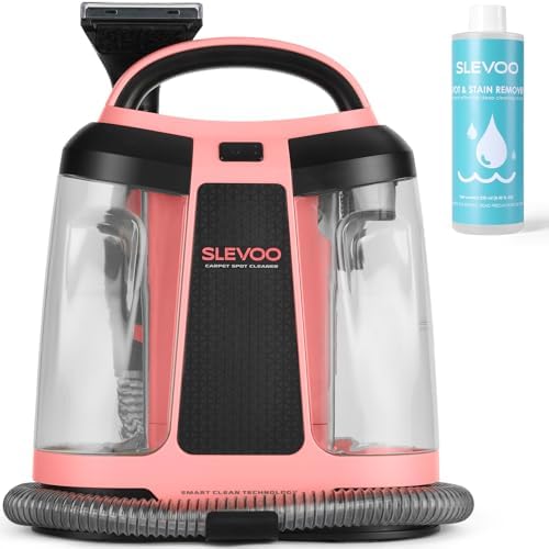 Slevoo 450W Portable Carpet Cleaner Machine with 1 Bottle Cleaning Solutions, Strong Suction Upholstery and Furniture Cleaner for Cleaning Stairs, Car Interiors, for Pet Footprint, Dust, Oil by ElevateEverydayLiving