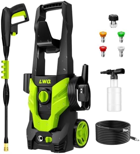 Pressure Washer, Portable Power Washer, 4 Quick Connect Nozzles, High Pressure Cleaning Machine for Car Fence Driveway Patio Washing and More(Light Green) by LWQ