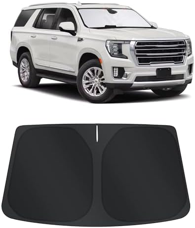 TINGLU Sun Shade for GMC Yukon XL/Chevrolet Suburban 2021-2024 2025 Accessories Windshield Sun Shade Window Shade UV Rays Protection Sun Visor Cover with Steering Wheel Sunshade Storage Bag by TINGLU