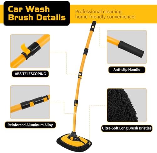 Ordenado 15° Curved Car Wash Brush with Long Handle, Scratch-Free Mop Head - Image 3