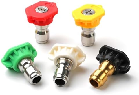 Pressure Washer Nozzle Tips 5-Pack, 2.5 GPM (Orifice 2.5), 1/4" Quick Connect, 0° 15° 25° 40° 65° (Soap), Up to 4500 PSI by EARLEASDirect