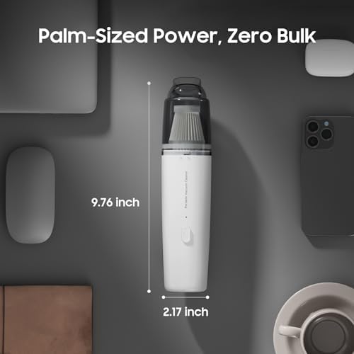 Handheld Vacuum Cordless, Car Vacuum Portable with 2 Suction Modes, Blow & Suction 2-in-1, Mini Vacuum Cleaner Rechargeable for Car, Home, Pet Hair, Office, Desk, Keyboards (White) - Image 2