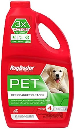 Rug Doctor Pet Stain & Odor Carpet Cleaner, 3x Action Pro-Enzymatic Formula - Cleans, Deodorizes, Deters Remarking 48 oz., Protects Against Future Accidents, CRI Certified by RugDoctor