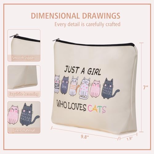 Cat Mom Makeup Bag For Women & Teen Girl Cat Lover Gifts: Cosmetic Bag & Toiletry Pouch Just A Girl Who Love Cats Themd For Mom, Daughters, Friends.Ideal Gifts For Travel, Birthdays. - Image 6