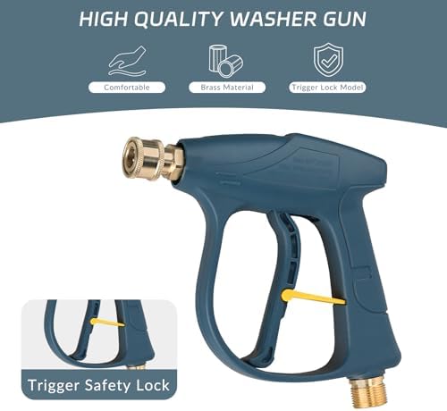 Sooprinse High Pressure Washer Gun 3000 PSI Max, Power Washer Short Gun, High Pressure Spray Gun with 1/4 Inch Quick Connector, M22-14 - Image 4