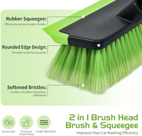 Ordenado 56" Car Wash Brush with Long Handle, Soft Bristle& Rubber Squeegee - Image 4