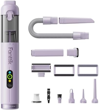 Fanttik Slim V10 Ultra Cordless Car Vacuum, 4-in-1 Portable Mini Vacuum with 19kPa Suction, Freely Combinable Accessories, 2 Suction Modes, Handheld Vac for Car, Small Jobs, Keyboard, Office(Purple) by FANTTIK%C2%AE