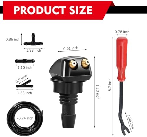 10 PCS Windshield Washer Nozzles Kit, Adjustable Front Hood Jet Kit with Hose, Double-hole Windscreen Wiper Spray Set, Universal for Most Cars, Trucks, SUVs (Multicolored) - Image 2
