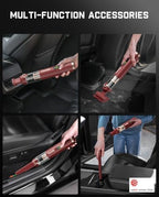 Fanttik Slim V10 APEX Cordless Car Vacuum, 4-in-1 Portable Mini Handheld Vac, Upgraded Smart Digital Display, 19kPa Suction Power, 2 Suction Modes for Small Jobs, Car, Office Desk, Keyboards (Red) - Image 5