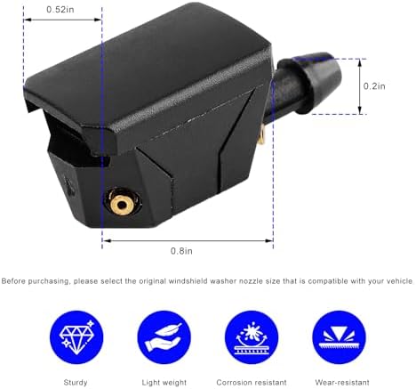 2 PCS Front Windshield Washer Nozzles, 4 Holes Car Windshield Washer Wiper Arm Sprayer, Auto Left Right Windshield Washer Squirter Nozzle Replacement, Universal Vehicle Accessories - Image 2