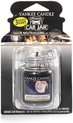 Yankee Candle Car Jar Ultimate 3-Pack, Leather, MidSummer's Night, New Car Scent, Hanging Auto Air Freshener, Odor Neutralizing, Up to 30 Days Freshness - Image 2