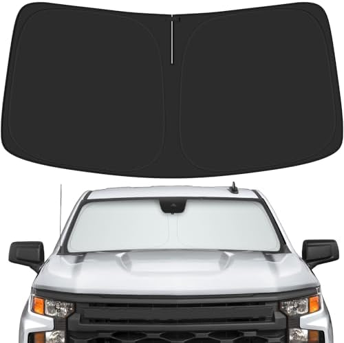 Car Windshield Sun Shade for Chevy 2019-2026 Silverado 1500 & for GMC 2019-2026 Sierra 1500 Accessories (OEM Design) Reflective Foldable Heat Insulation Sunshade for Ultimate Protection by Unknown