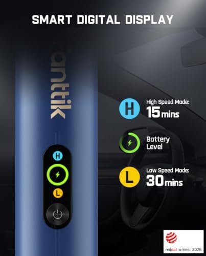 Fanttik Slim V10 APEX Cordless Car Vacuum, 4-in-1 Portable Mini Handheld Vac, Upgraded Smart Digital Display, 19kPa Suction Power, 2 Suction Modes for Small Jobs, Car, Office Desk, Keyboards (Blue) - Image 2