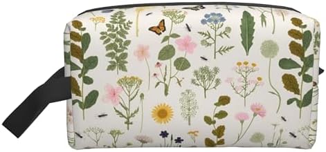 Vintage Botanical Insect Makeup Bag - Durable 600D Oxford Fabric Travel Cosmetic Bag, Shockproof Foam Padded Toiletry Organizer for Gym & Daily Use 10x6.2x4.9 Inch by OLUSENMO