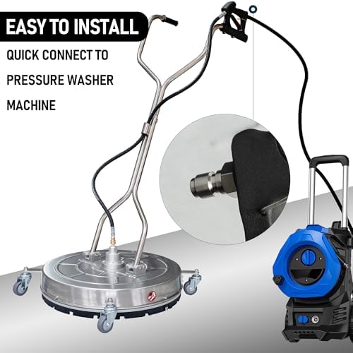 Hourleey 30" Pressure Washer Surface Cleaner with Dual Handles, Stainless Steel Surface Cleaner with 4 Wheels for Driveways, Pathway, Sidewalks, Patios, Decks, 4500 PSI with 3/8" Quick Connector Kit - Image 5