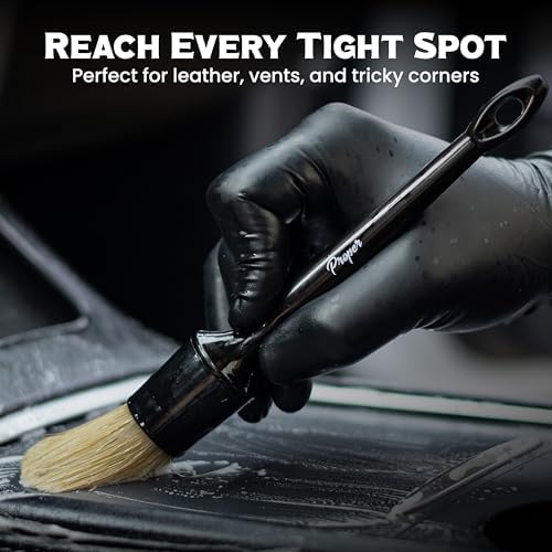 Premium Car Detailing Brush Set - Complete 6 Pack Kit - 2 Boar's Hair, 2 Ultra Soft, 2 Synthetic Bristles - Car Detail Brush for All Surfaces, Leather Seats, Air Vents, Wheels & Emblems, and More - Image 4