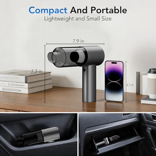 Portable Brushless Car Vacuum Cordless Mini Handheld Vacuums Cleaner High Power with LCD Display and Multi-Nozzles, Hand held Cleaners for Car, Home, Office, Sofa, Pet Hair,Keyboard - Image 4