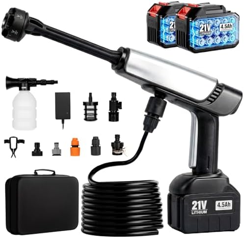 Cordless Pressure Washer Battery Powered,Portable Power Washer with 2pcs 4.5Ah Battery&Charger & 6-in-1 Nozzle (new Size) by LEOTER