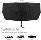 Upgraded Car Windshield Sun Shade Umbrella, Foldable Car Umbrella Sunshade, Sun Protection & Heat Insulation Windshield Sunshades, 90% UV Resistant Front Window Cover, for Most Vehicles (#02) - Image 2