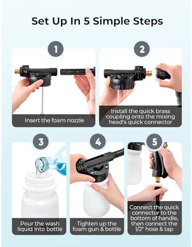 ARTIPOLY Car Wash Foam Gun + Microfiber Wash Mitt - Car Foam Sprayer - Foam Cannon for Hose - Spray Foam Gun Cleaner - Snow Foam Blaster for Cars, Boats, RVs, Foam Cannon Connects to Any Garden Hose - Image 7