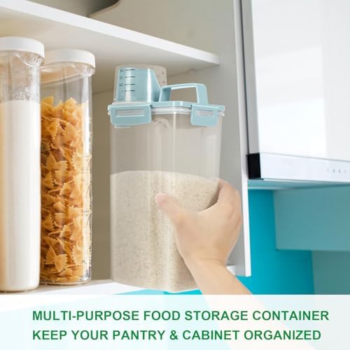 TBMax Rice Storage Container 3-5 Lbs Flour Container Cereal Dispenser with Measuring Cup, Airtight Dry Food Container Bin for Kitchen Pantry Storage Organization - Image 5
