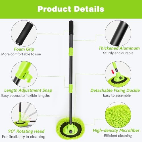 7-in-1 Car Wash Brush Kit with 15° Curved Long Handle for Cars - Image 4