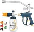 Sooprinse Pressure Washer Foam Cannon with Short Pressure Washer Gun, Dual Connector Accessory, Snow Soap Attachment for Car Wash, 5 Nozzles Tips with 1/4” Quick Connect， 4000 PSI by Sooprinse