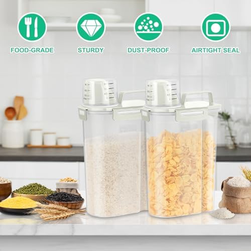 TBMax Rice Storage Container 3 to 5 Lbs - Small Pet Dog Cat Food Container Dispenser with Easy Pouring Spout & Cup, Portable Cereal Container for Small Spaces, Travel, or Daily Use -Beige - Image 6