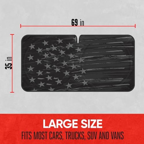 Motor Trend USA Vintage Flag Car Windshield Sun Shade for Front Window, Foldable Car Sun Shade with Patriotic Graphic, Collapsible Sun Visor Sunshade for Cars Windshield (Large, 69 x 35 inches) - Image 6