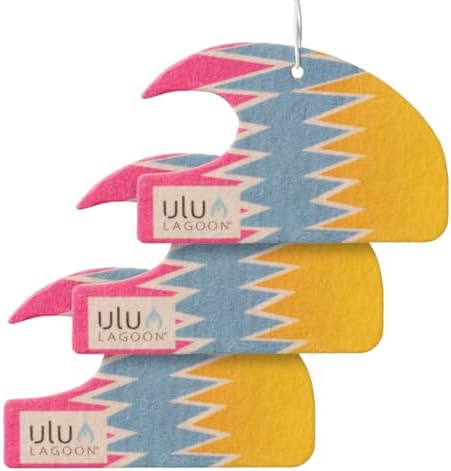 ulu Lagoon Hanging Car Air Freshener | Tropical Beach Coconut Surf Wax Scent Mini Wave | Long Lasting Car Freshener, Closet and Beyond | Made In USA | 3 Pack (80'S) by uluLAGOON
