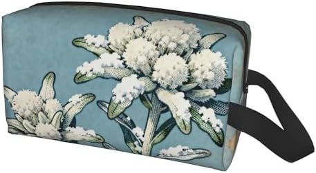 Edelweiss Flower with Snow Makeup Bag - Durable 600D Oxford Fabric Travel Cosmetic Bag, Shockproof Foam Padded Toiletry Organizer for Gym & Daily Use 10x6.2x4.9 Inch - Image 2