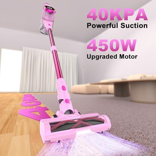 Tikom V500 Cordless Vacuum Cleaner for Home, 40000Pa/450W Stick Vacuum with LED Touch Screen, Charging Wall Dock, Anti-Tangle, Lightweight Handheld Vacuum for Pet Hair, Hard Floor, Carpet - Image 2