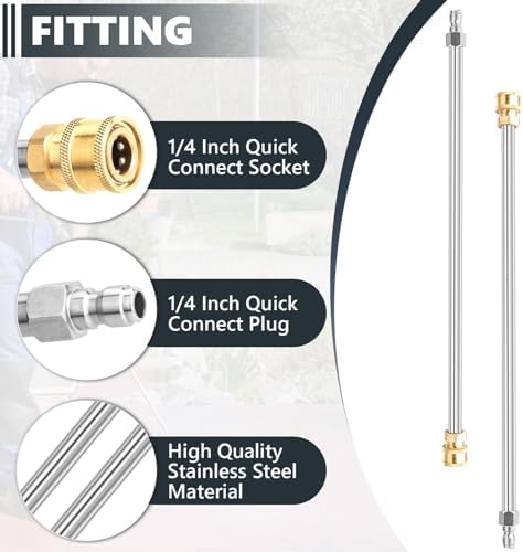Pressure Washer Extension Wand, 2 Pack 17 Inch Stainless Steel Heavy Duty Wands with 1/4 Inch Quick Connect, Fits Most Pressure and Power Washers - Image 5