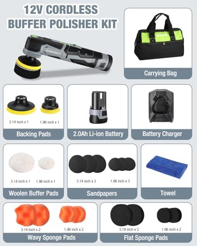 WORKPRO 12V Cordless Mini Buffer Polisher Kit - Image 3
